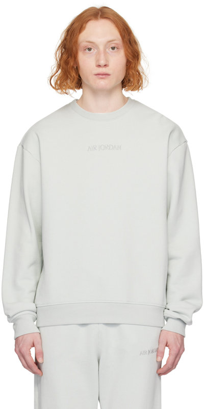 Shop Nike Green Jordan Wordmark Sweatshirt In Light Silver