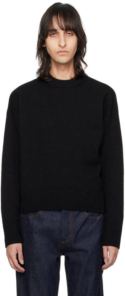 Shop Ami Alexandre Mattiussi Black Dropped Shoulder Sweater In Black/001