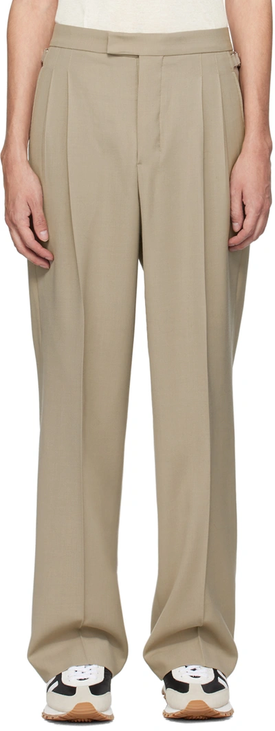 Shop Ami Alexandre Mattiussi Taupe Pleated Trousers In Light Taupe/2811