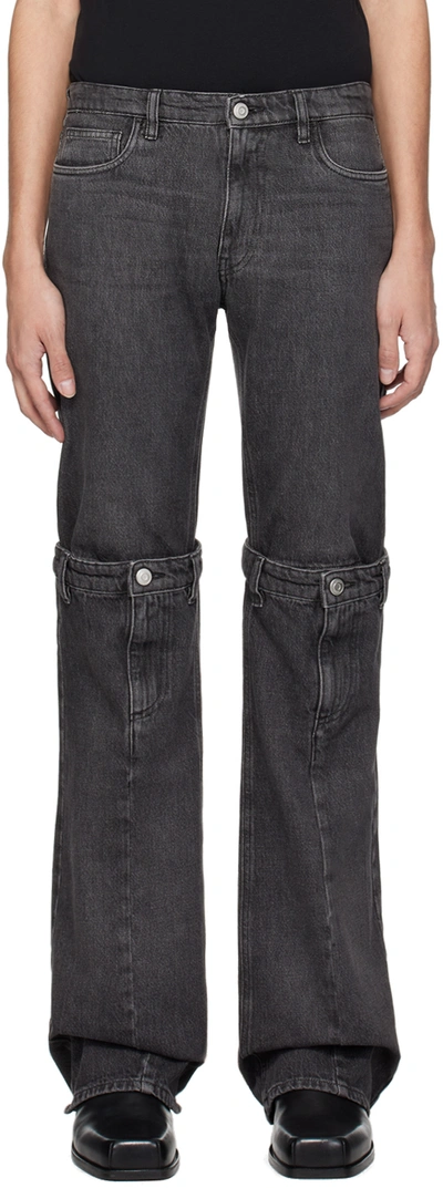 Shop Coperni Black Open Knee Jeans In Washed Black
