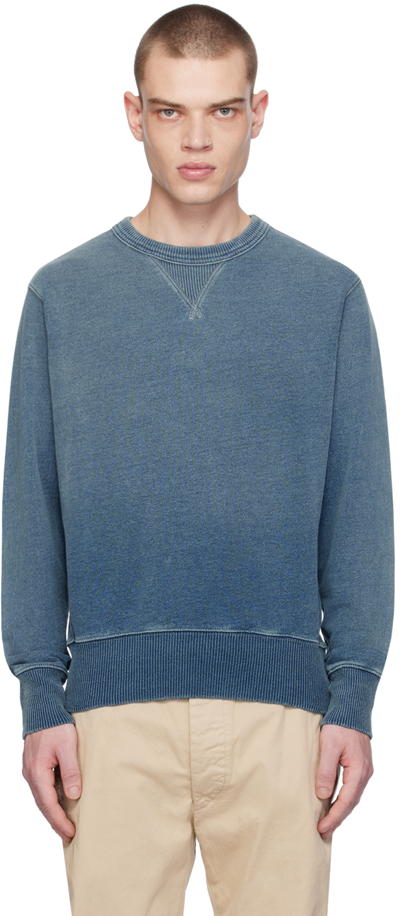 Shop Rrl Indigo Faded Sweatshirt In Washed Blue Indigo