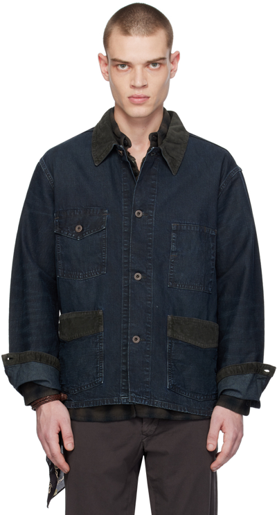 Shop Rrl Indigo Buttoned Denim Jacket In Dark Wash