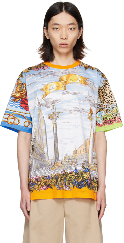Shop Moschino Multicolor Printed T-shirt In A1888