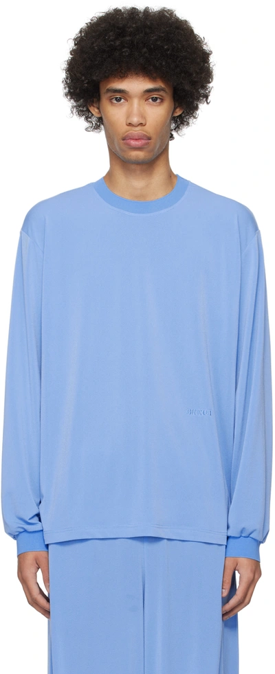 Shop Birrot Blue Lay1 Boxy Long Sleeve T-shirt In Sky Blue
