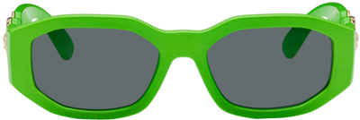 Shop Versace Green Medusa Biggie Sunglasses In 531987
