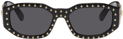 Shop Versace Black Studded Medusa Biggie Sunglasses In 539787 Black