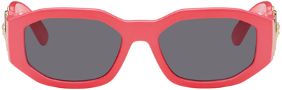 Shop Versace Pink Medusa Biggie Sunglasses In 531887