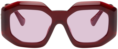 Shop Versace Burgundy Maxi Medusa Biggie Squared Sunglasses In 388/5 Red