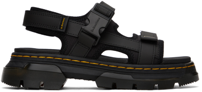 Shop Dr. Martens' Black Forster Poly Webbing Sandals In Black Polyrip Stop