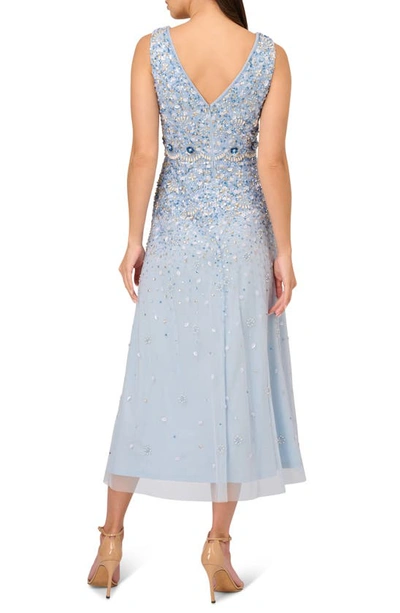 Shop Adrianna Papell Sequin & Bead Detail Cocktail Dress In Elegant Sky