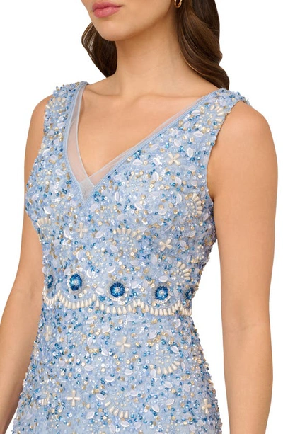 Shop Adrianna Papell Sequin & Bead Detail Cocktail Dress In Elegant Sky