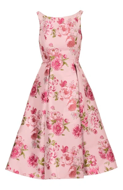 Shop Adrianna Papell Floral Jacquard Fit & Flare Cocktail Midi Dress In Blush Multi