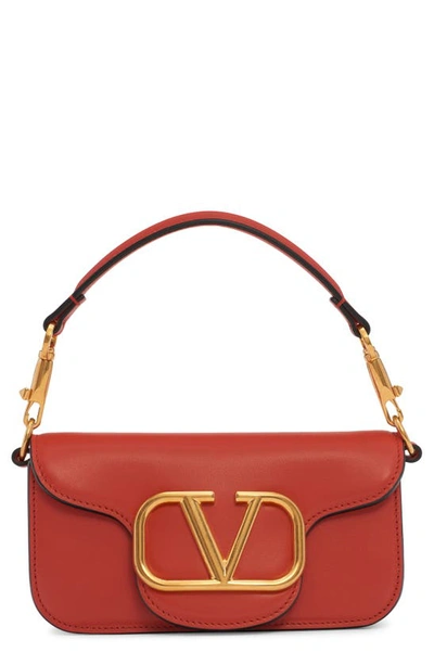 Shop Valentino Garavani Small Locò Leather Shoulder Bag In Kt7 Amber