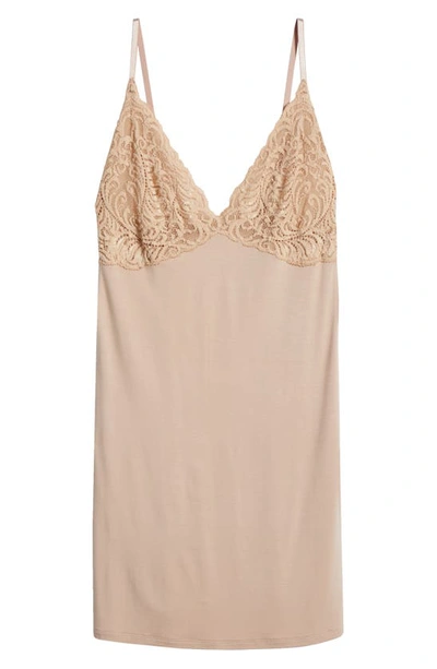 Shop Natori Feathers Essentials Chemise In Cafe