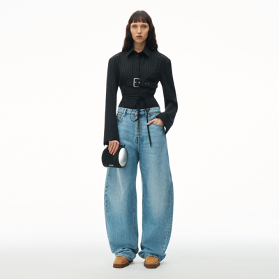 Shop Alexander Wang Oversized Low Rise Jean In Recycled Denim In Classic Light Indigo