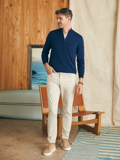Faherty Movement&trade; Quarter Zip Sweater In Marine Navy Heather