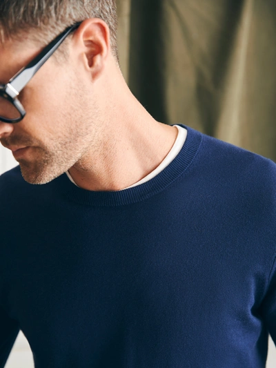 Faherty Movement&trade; Crewneck Sweater Heather In Marine Navy Heather