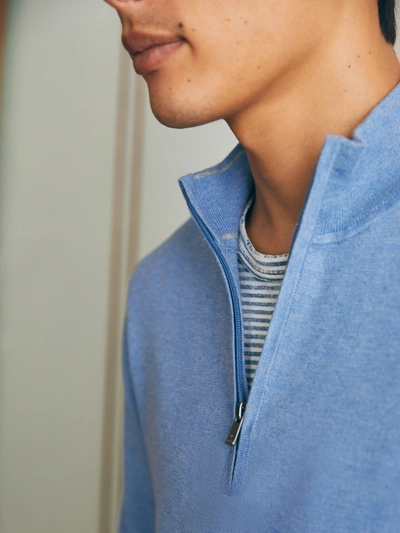 Shop Faherty Movement&trade; Quarter Zip Sweater (tall) In Azure Sky Heather