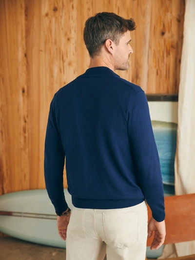 Shop Faherty Movement&trade; Quarter Zip Sweater (tall) In Marine Navy Heather