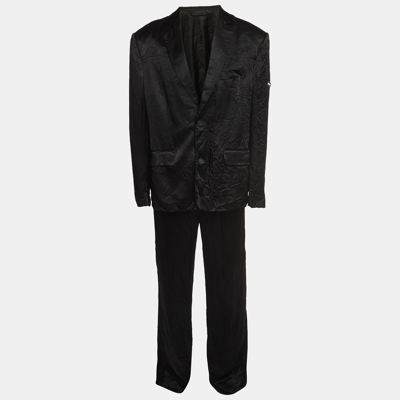 Pre-owned Balenciaga Black Washed Crepe Logo Applique Suit S