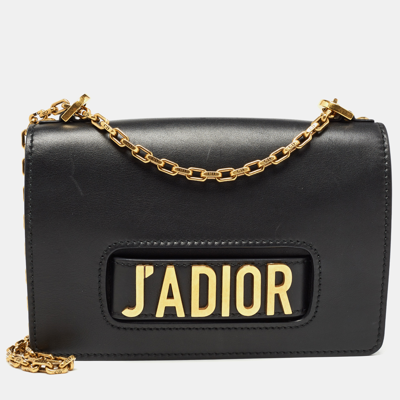 Pre-owned Dior Black Leather J'a Flap Shoulder Bag