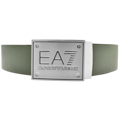 Shop Ea7 Emporio Armani Reversible Logo Belt Black In Grey