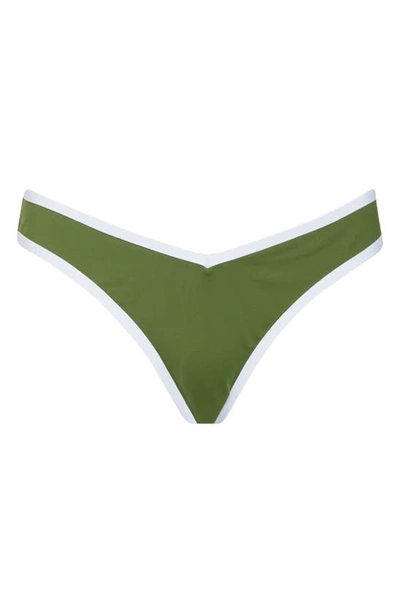 Shop Weworewhat Delilah V-cut Bikini Bottoms In Green/ Optic White
