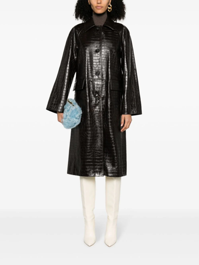 Shop Totême Toteme Raglan Crocodile Leather Coat