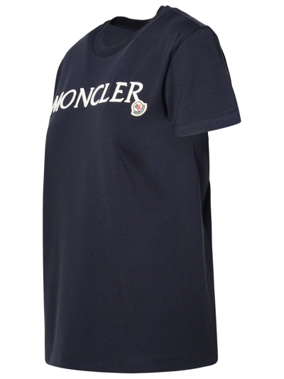 Shop Moncler Blue Cotton T-shirt In Navy