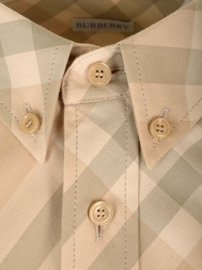 Shop Burberry Check Cotton Twill Shirt In Beige