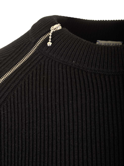 Shop Burberry Zip Detail Sweatshirt In Black