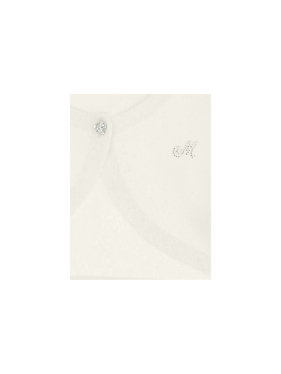 Monnalisa Logo-embellished Round-neck Cardigan In Cream