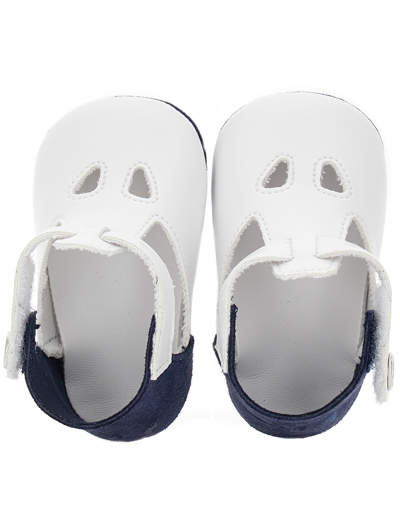 Shop Monnalisa Coated Fabric Sandals In White + Blue