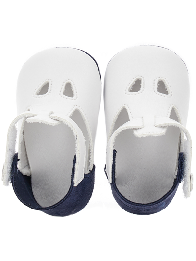 Monnalisa Coated Fabric Sandals In White + Blue