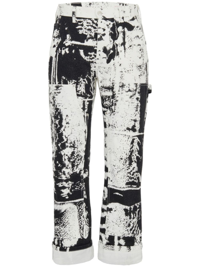 Shop Alexander Mcqueen Fold Print Workwear Jeans In White