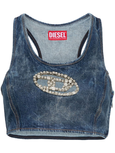 Shop Diesel Top With Decoration In Blue