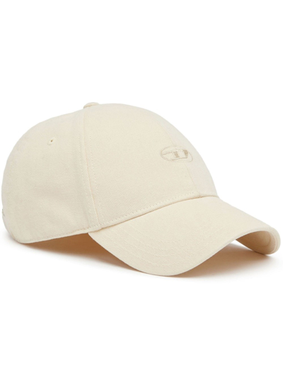 Shop Diesel Baseball Hat With D Embroidery In Nude & Neutrals