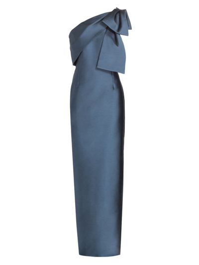 Shop Sachin & Babi Women's Bonnie Satin One-shoulder Gown In Steel Blue