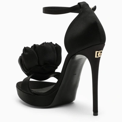 Shop Dolce & Gabbana Dolce&gabbana High Sandal With Rose In Black