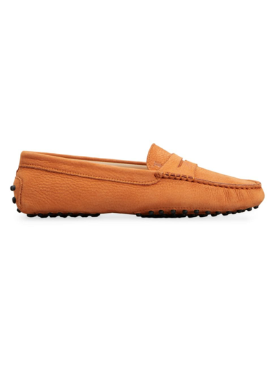 Shop Tod's Women's Gommini Mocassino Leather Penny Loafers In Orange