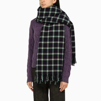 Shop Etro Check Pattern Scarf In Blue