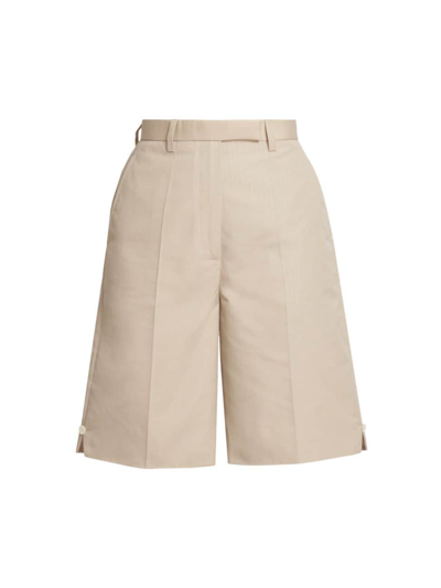 Shop Thom Browne Women's High-rise Straight Shorts In Beige