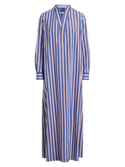 Shop Polo Ralph Lauren Women's Cotton Striped Maxi Dress In Blue White Red