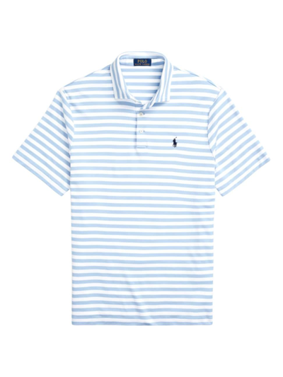 Shop Polo Ralph Lauren Men's Striped Cotton Polo Shirt In Austin Blue White