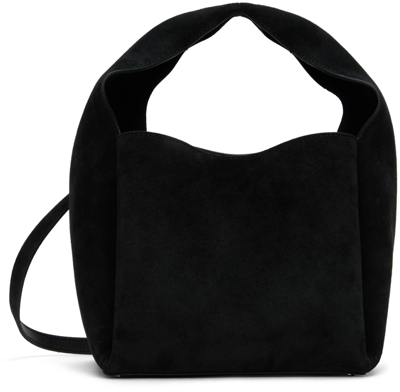 Shop Totême Black Suede Bucket Bag In 001 Black