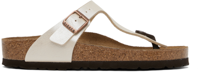 Shop Birkenstock Off-white Regular Gizeh Sandals In Pearl White