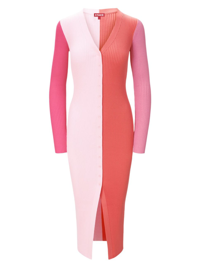 Shop Staud Women's Shoko Sweater Dress In Flamingo Multi