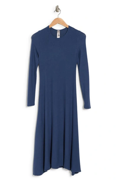 Shop Go Couture Long Sleeve A-line Dress In Marine Navy