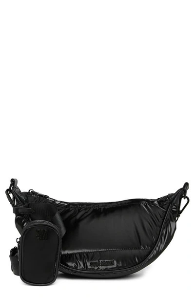 Shop Steve Madden Crest Nylon Sling Crossbody Bag In Black/ Black