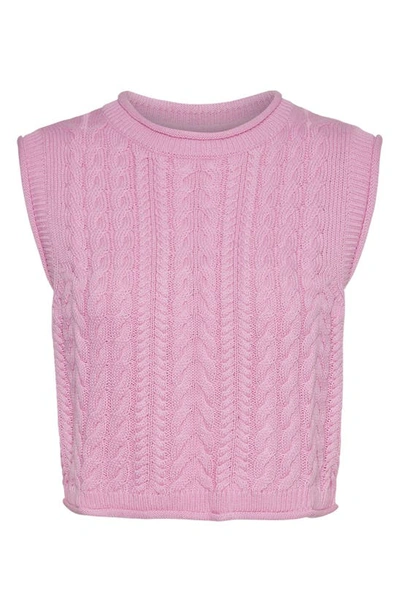 Shop Vero Moda Festina Cable Knit Tank In Prism Pink